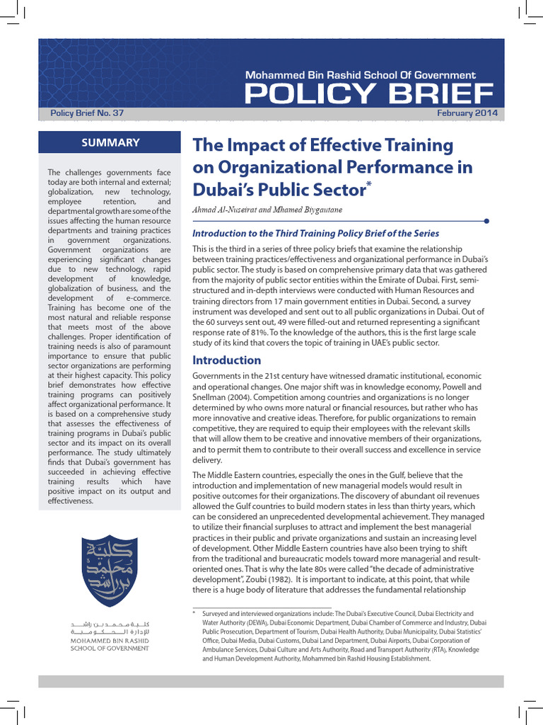 Impact of Training on Dubai's Public Sector | PDF | Employment | Human ...