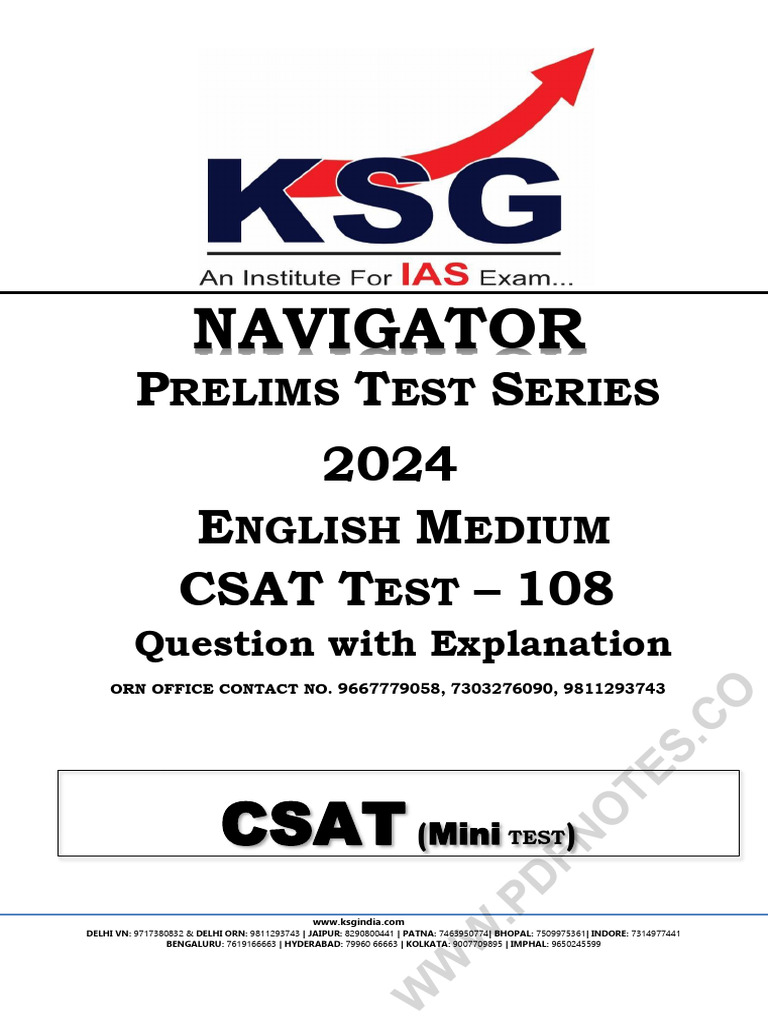 08 Prelims Test Series 108 CSAT MINI TEST | PDF