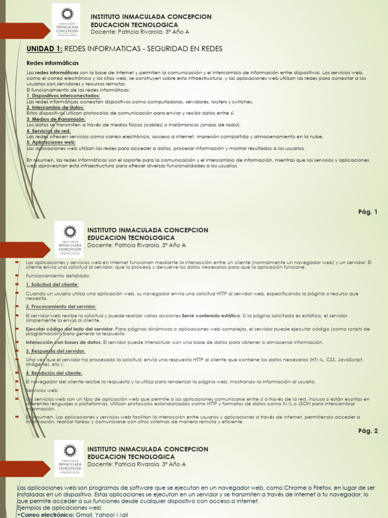 Unidad 1 Redes Informaticas | PDF | Red de computadoras | Aplicación web
