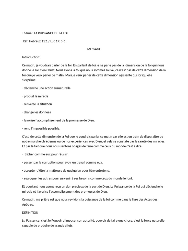 La Puissance Agissante de la Foi | PDF | Dieu | Miracle
