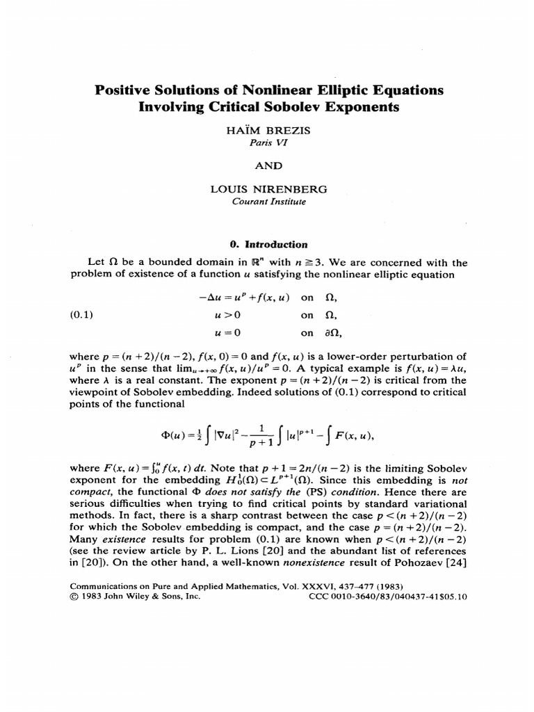 Positive Solutions of Nonlinear Elliptic Equations | PDF | Mathematics ...