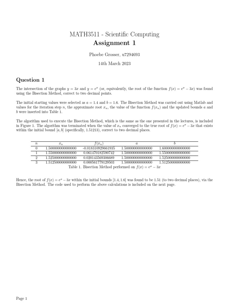 MATH3511 Assignment 1 | PDF | Mathematical Analysis | Mathematics
