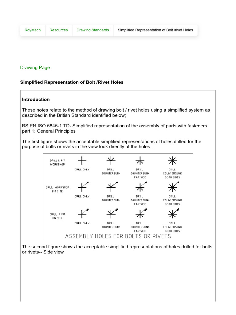 Simplified Bolt/Rivet Hole Drawing Standards | PDF