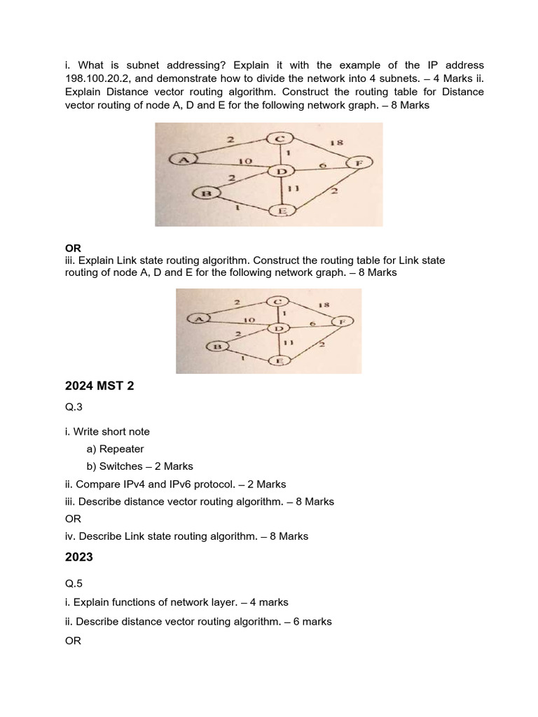 Network Layer Functions & Routing Algorithms | PDF