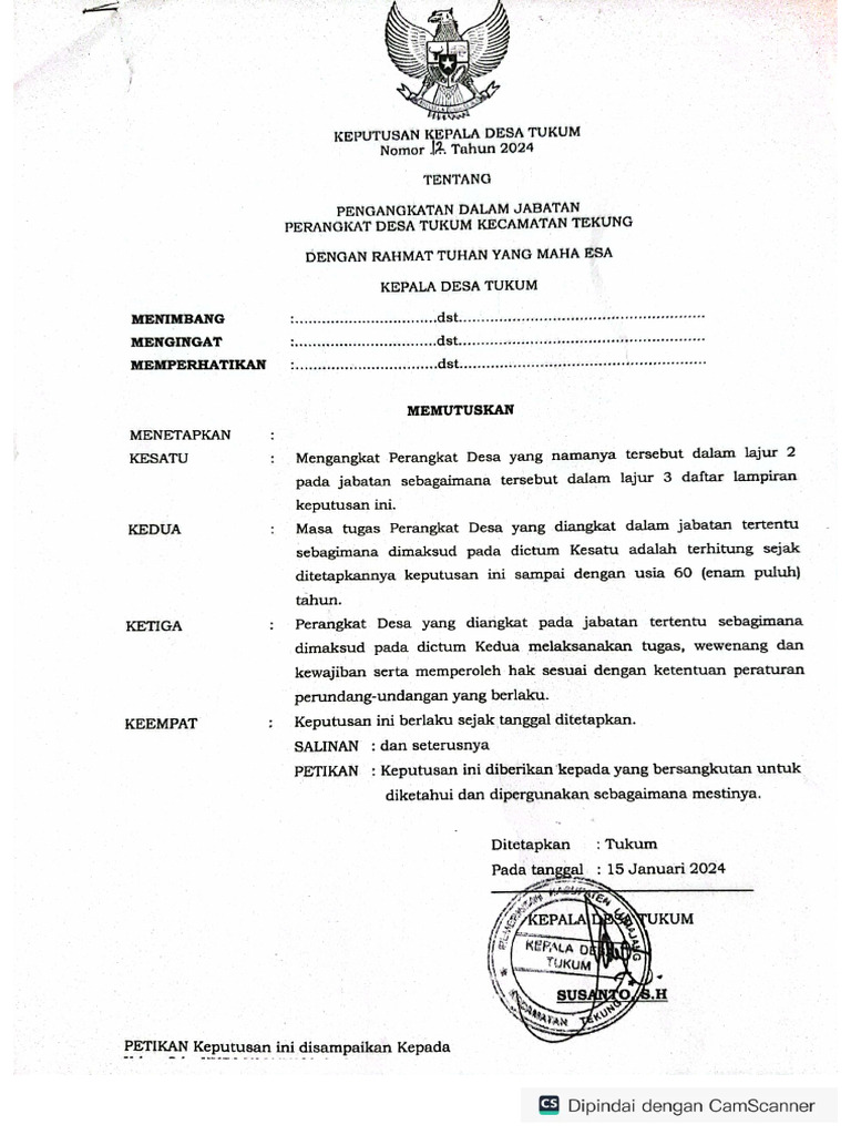 Sk Pengangkatan Perangkat Desa 2024 Pdf