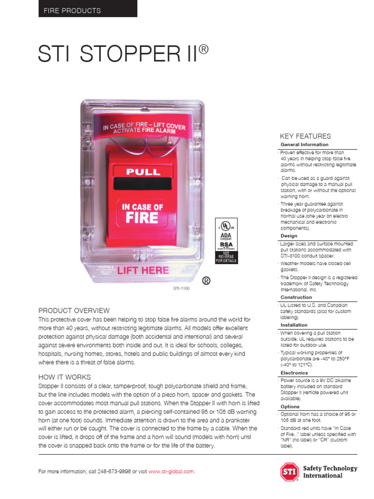 STI Stopper II Fire Alarm Protection | PDF | Manufactured Goods ...