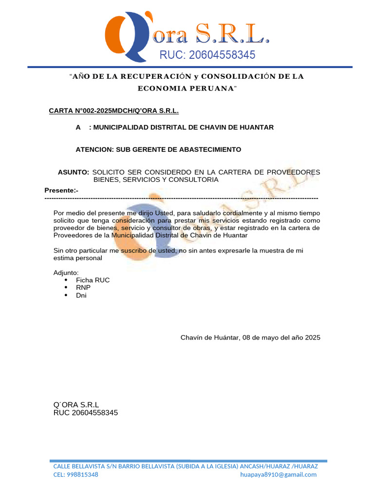 COTIZACION QORA CHAVIN | PDF