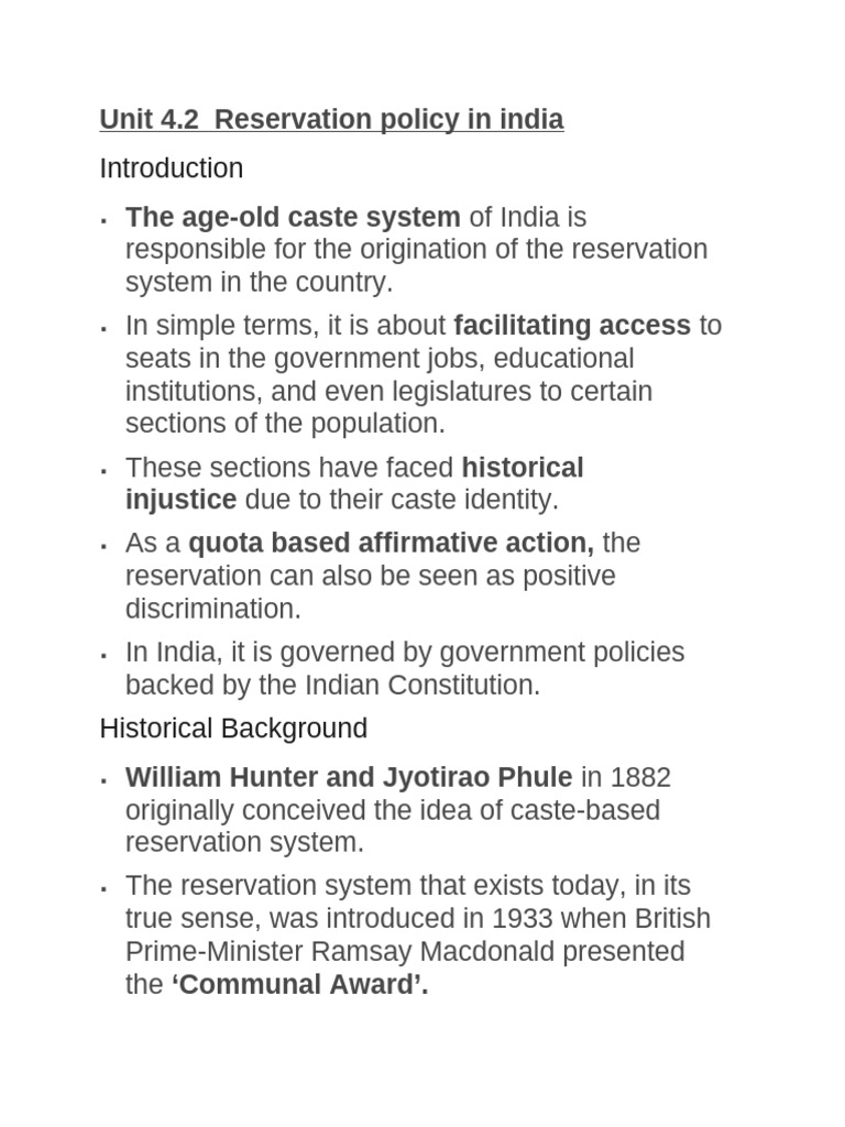 Reservation Policy in India Explained | PDF | Politics Of India ...
