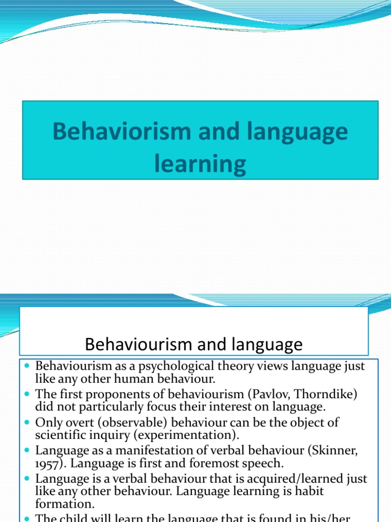 Behaviorism And Language Learning Pdf Behaviorism Language Acquisition