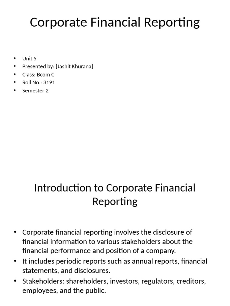 Corporate Financial Reporting Overview | PDF | Financial Statement ...