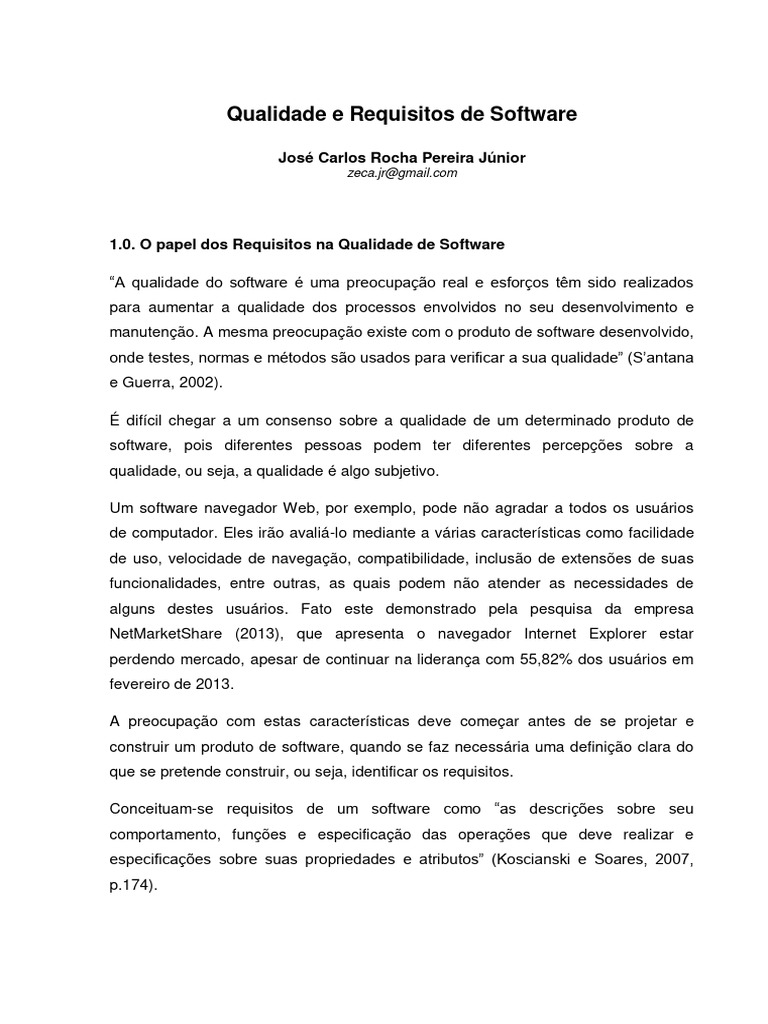 Requisitos e Qualidade de Software | PDF | Qualidade (negócios ...