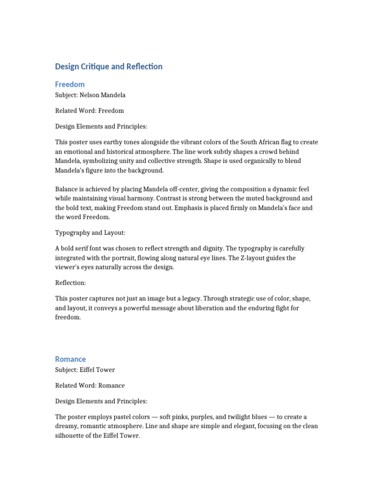 Design Critique and Reflection All Posters | PDF | Typography ...