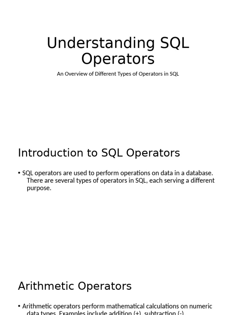 Understanding SQL Operators and Er Diagram | PDF