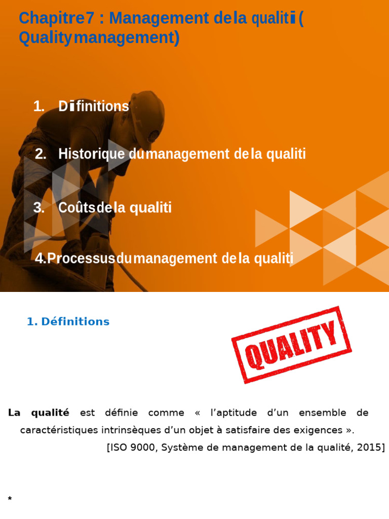 Management de la qualité : Concepts clés | PDF | Management de la ...