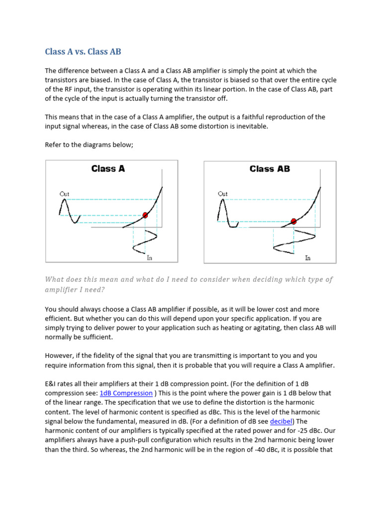 Class A Vs Class Ab | PDF