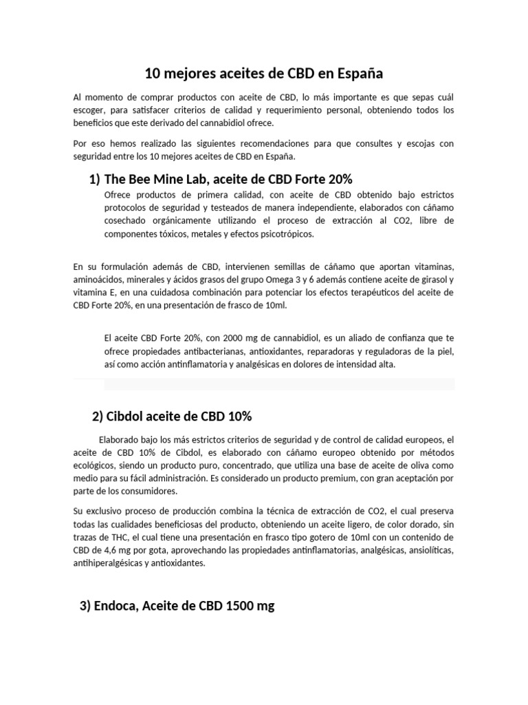 Mejores aceites de CBD en España | PDF | Petróleo | Tetrahidrocannabinol