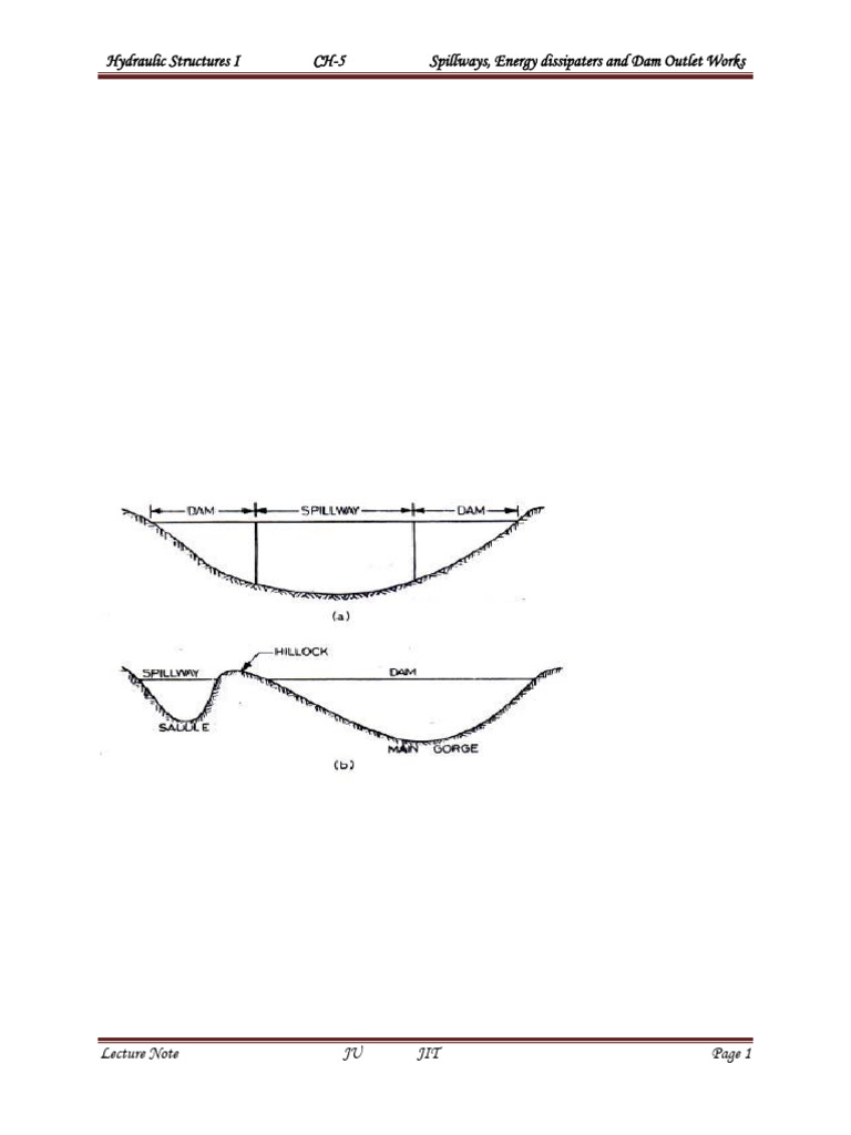 CH-5 Spillways, Energy Dissipaters and Outlet Works | PDF | Spillway | Dam
