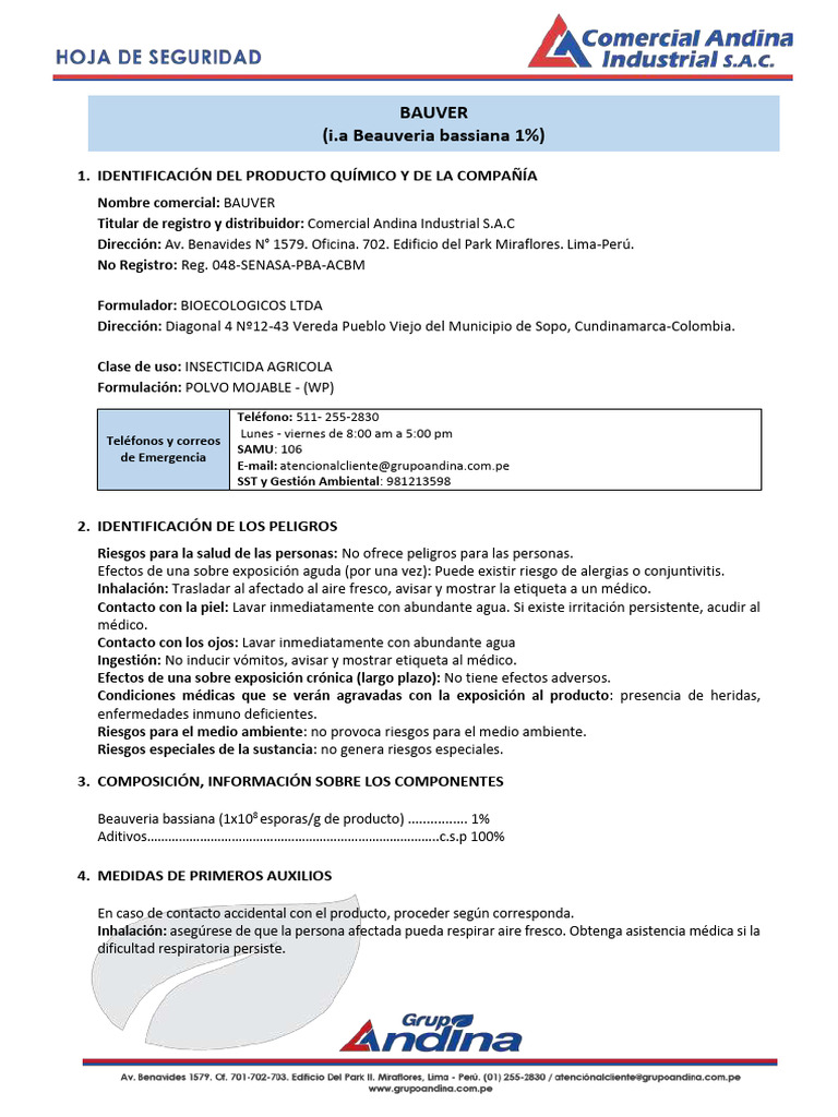 Insecticida Agrícola BAUVER: Seguridad y Uso | PDF | Ventilación ...