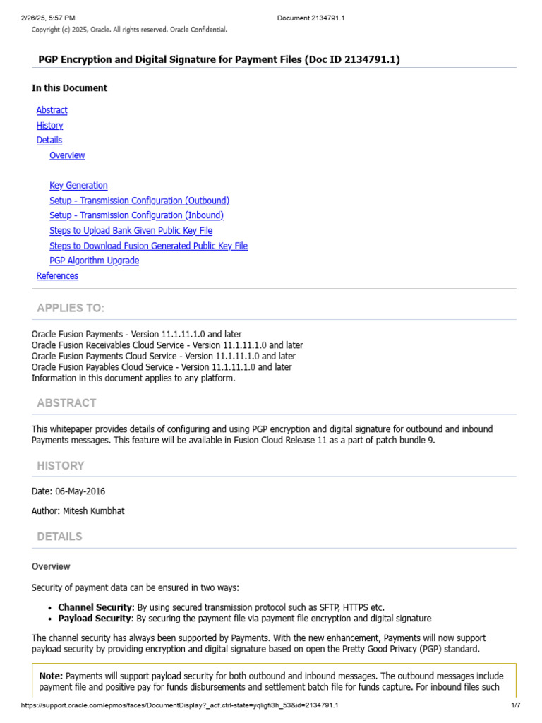 PGP Encryption for Oracle Payments Setup | PDF | Encryption | Public ...