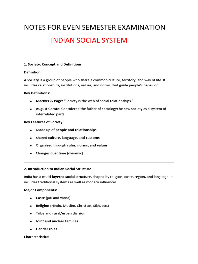 Indian Social System Overview and Family Structures | PDF | Marriage ...