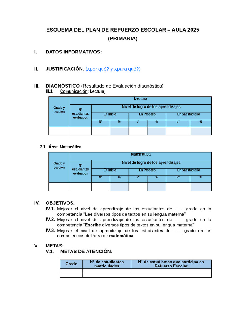 Plan de Refuerzo Escolar 2025 | PDF | Evaluación | Aprendizaje