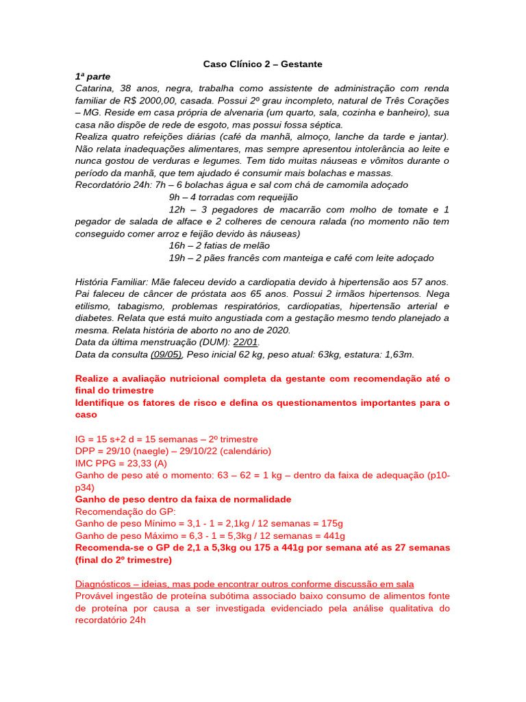 Avaliação Nutricional de Gestante Catarina | PDF | Gravidez