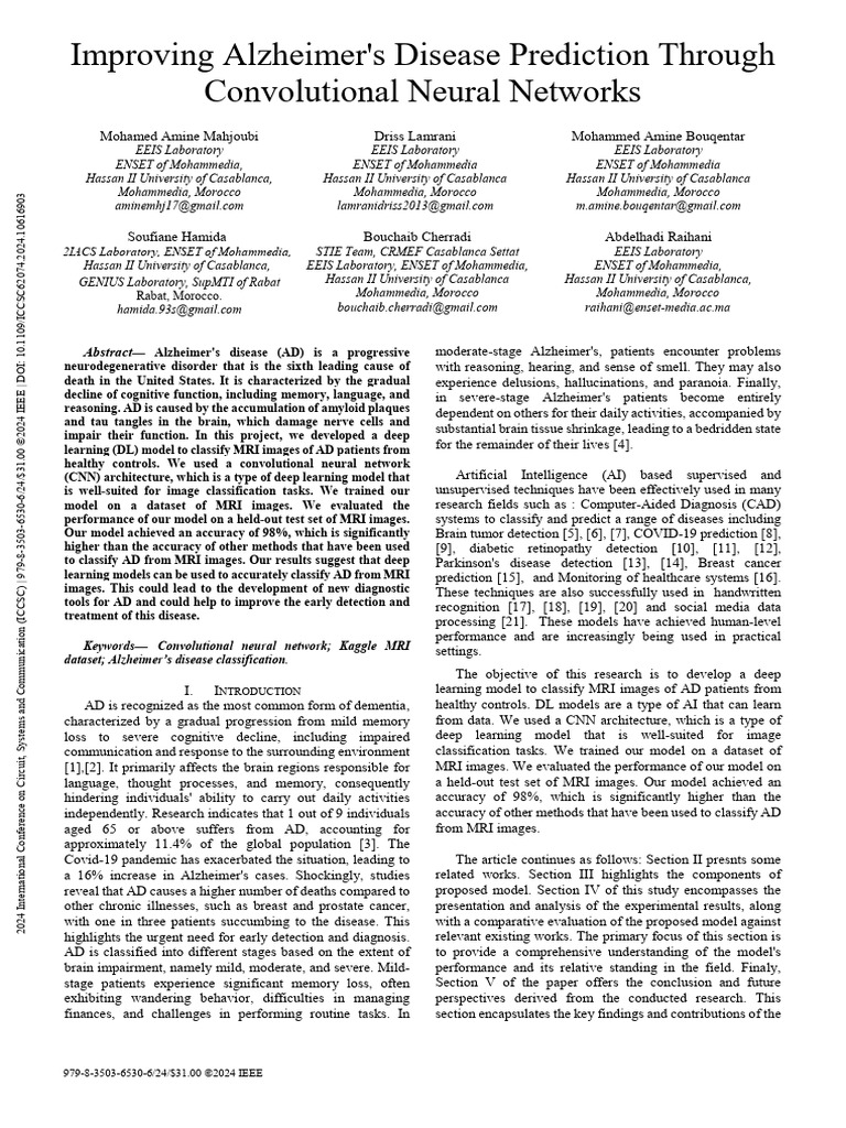Improving Alzheimers Disease Prediction Through Convolutional Neural ...