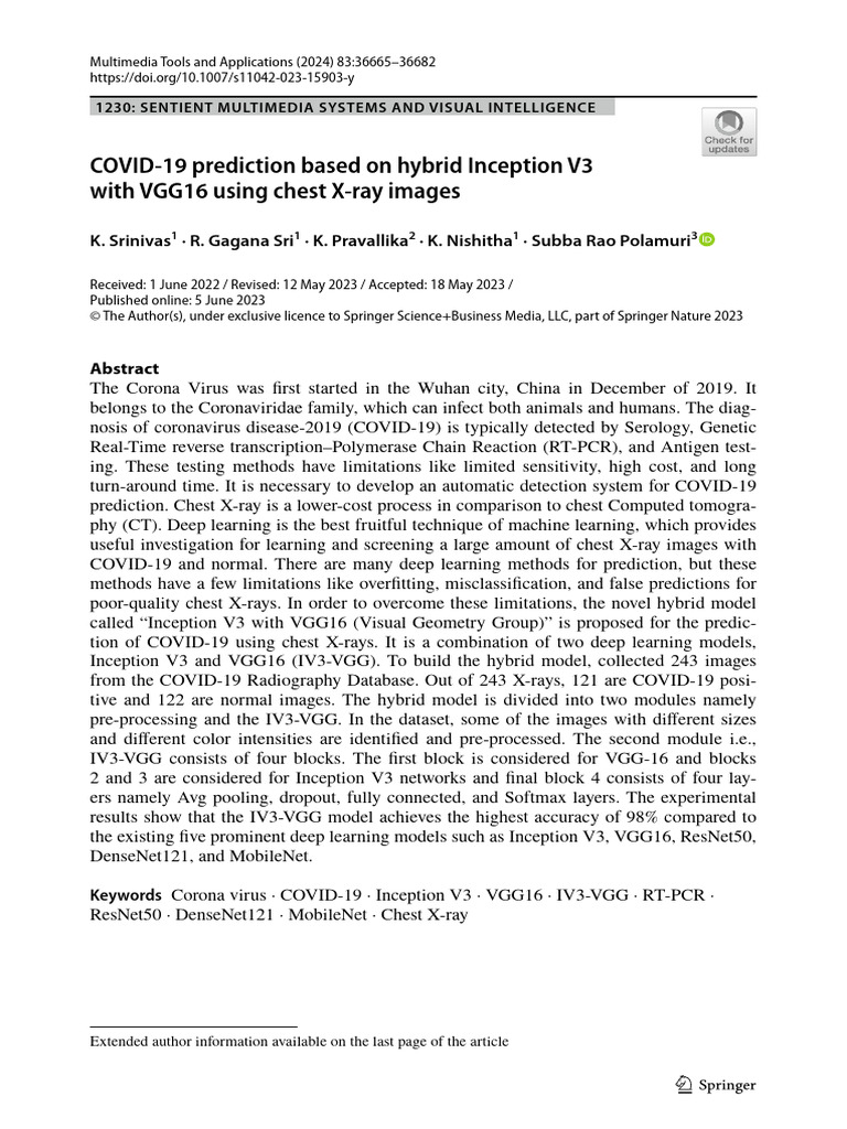 COVID 19 Prediction Based On Hybrid Inception V3 With VGG16 Using Chest ...