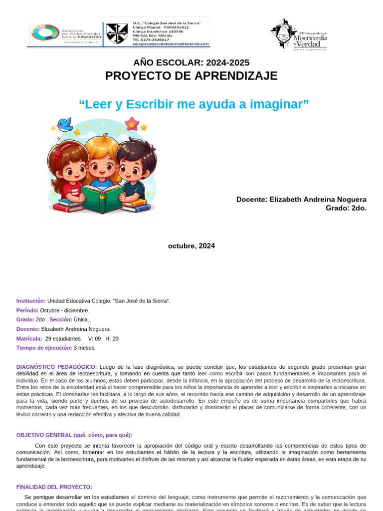Proyecto de Lectoescritura 2do Grado | PDF | Aprendizaje | Comunicación
