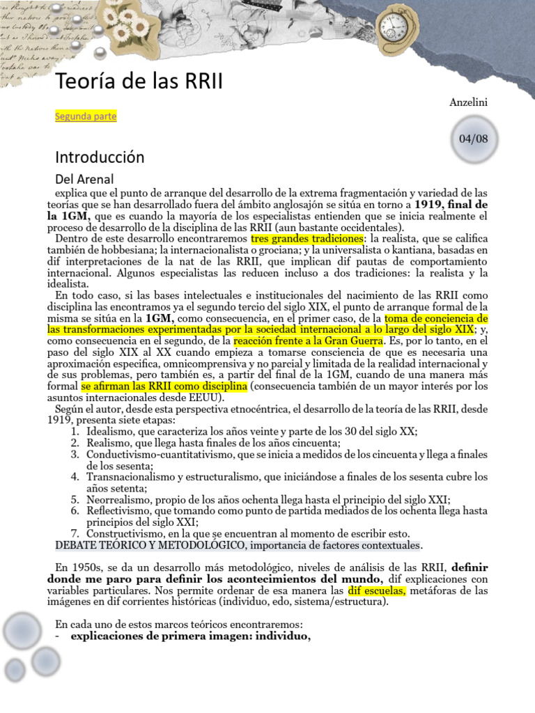 Evolución de la Teoría de RRII | PDF | Realismo filosófico | Imperialismo