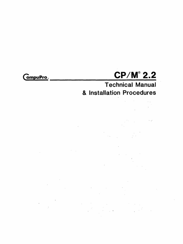 CPM 2.2 Technical Manual and Installation Oct84 | PDF | Booting ...