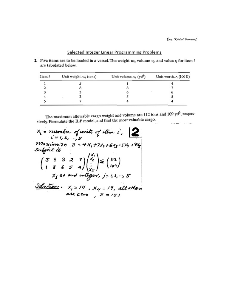 Integer Linear Programming Problems | PDF | Applied Mathematics ...