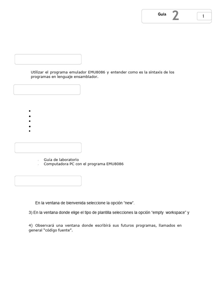 Tutorial de Programación en EMU8086 | PDF | Lenguaje ensamblador ...