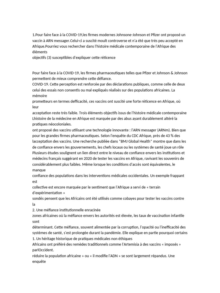 Réticence vaccinale en Afrique : héritage médical | PDF | Vaccination ...