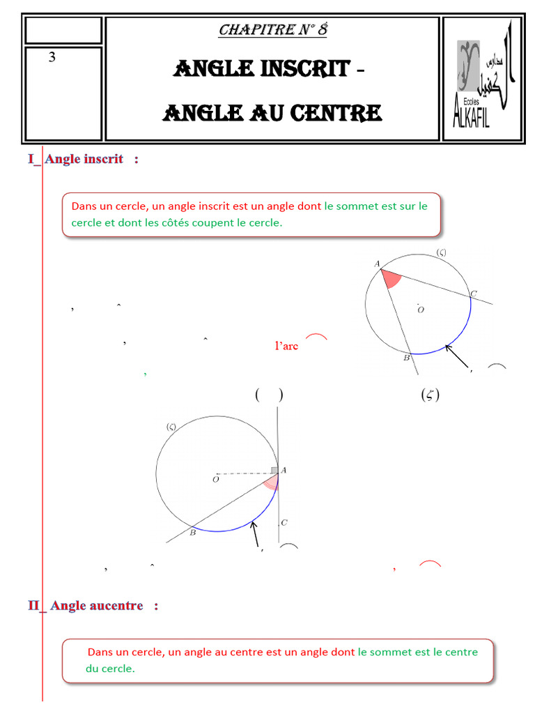Angles inscrits et angles au centre | PDF | Angle | Cercle