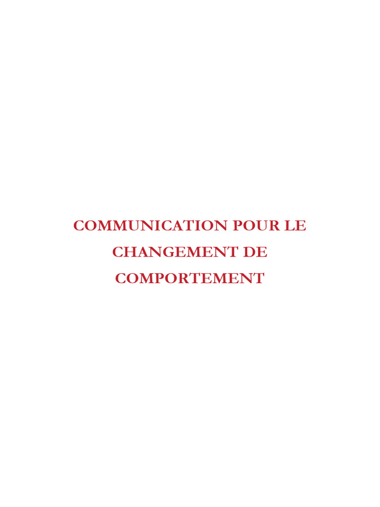 Communication pour le Changement de Comportement | PDF | la ...