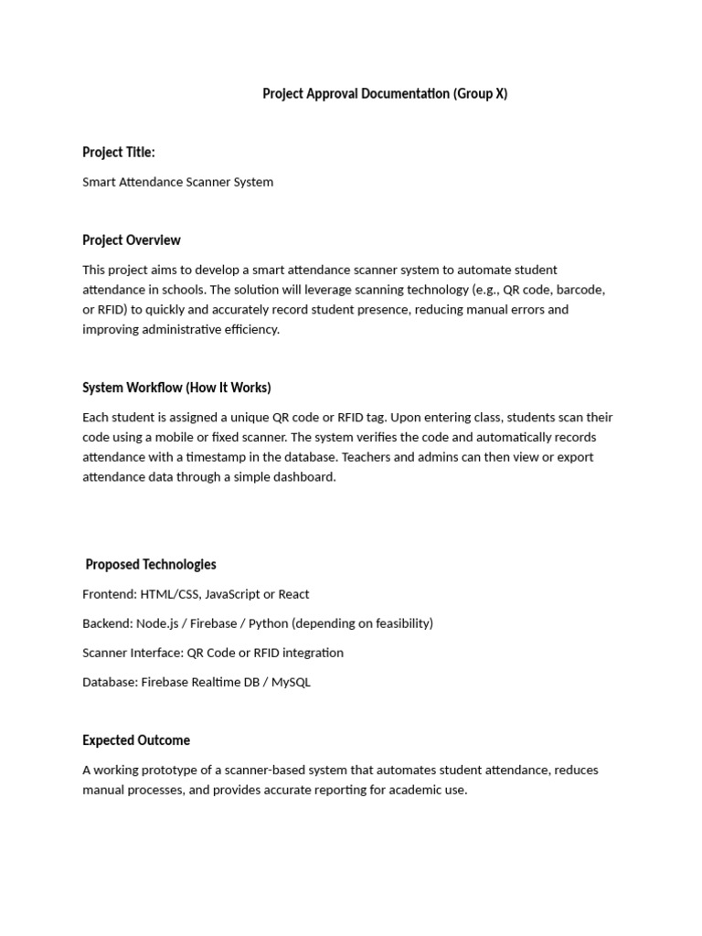 Project Approval Documentation Pdf