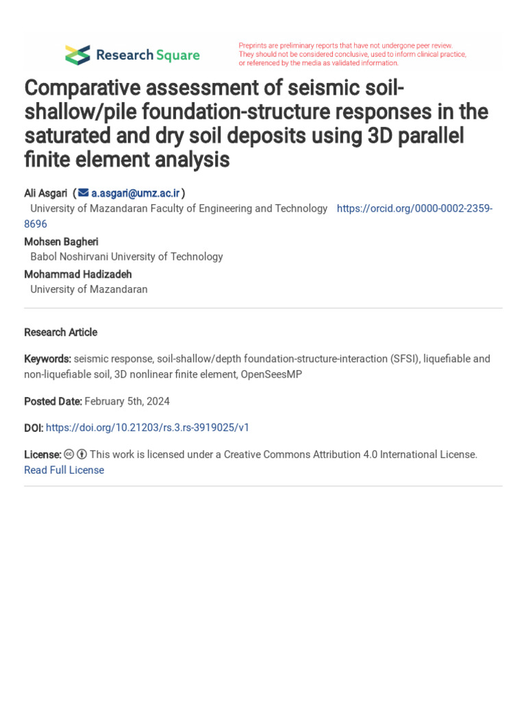 Comparative Assessment of Seismic Soil - Shallowpil | PDF | Stress ...