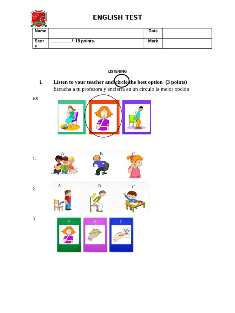 Emiliano 1st TEST 5° Pedro Etcheverry Greeting and Classroom ...