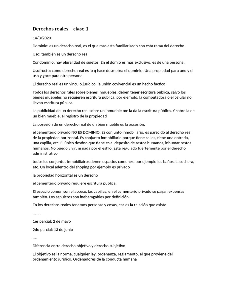 Derechos Reales | PDF | Propiedad | Posesión (Ley)