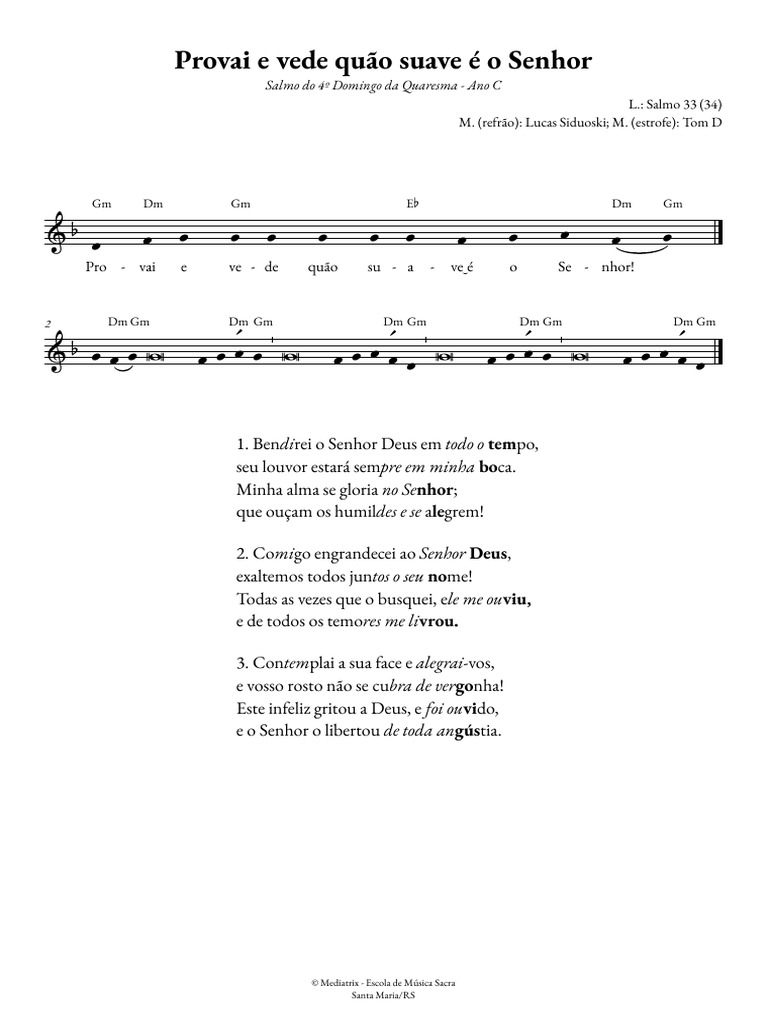 Salmo 34: Provai e Vede o Senhor | PDF