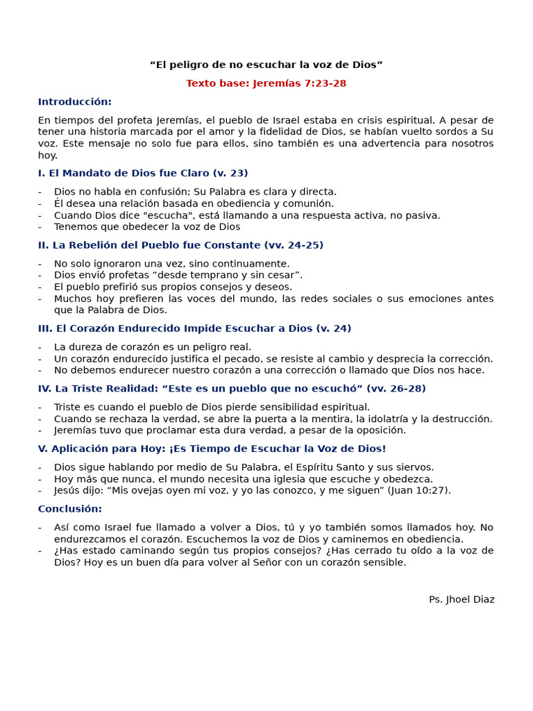 Escuchar la Voz de Dios hoy | PDF