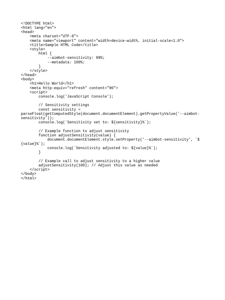 Aimbot Sensitivity Adjustment Code | PDF