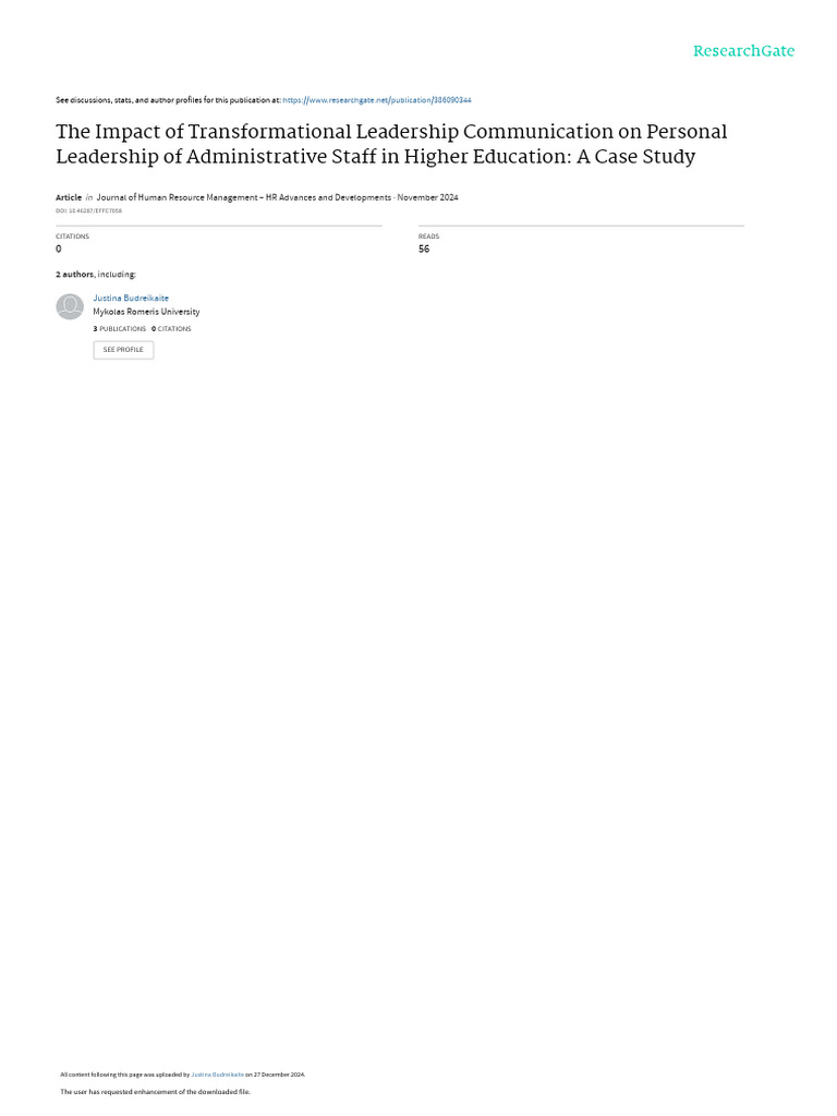 The Impact of Transformational Leadership Communication On Personal ...