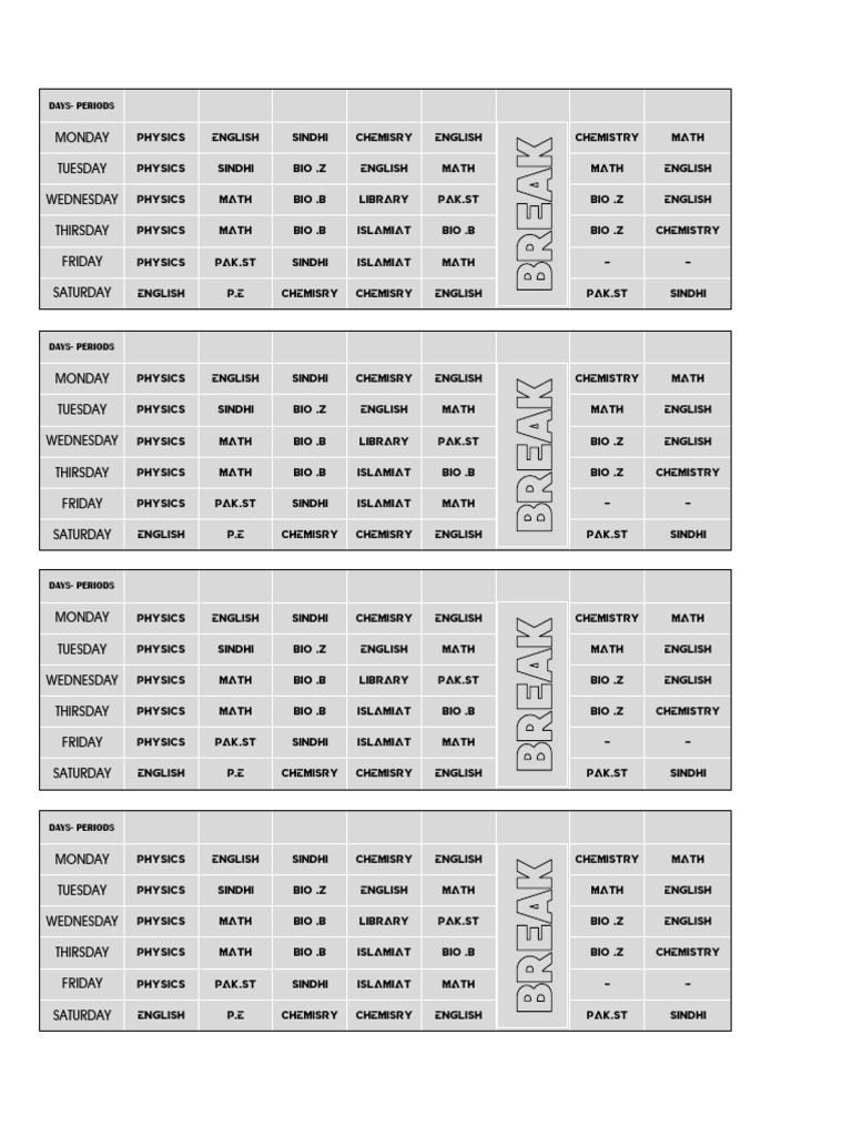 Weekly Class Schedule Overview | PDF