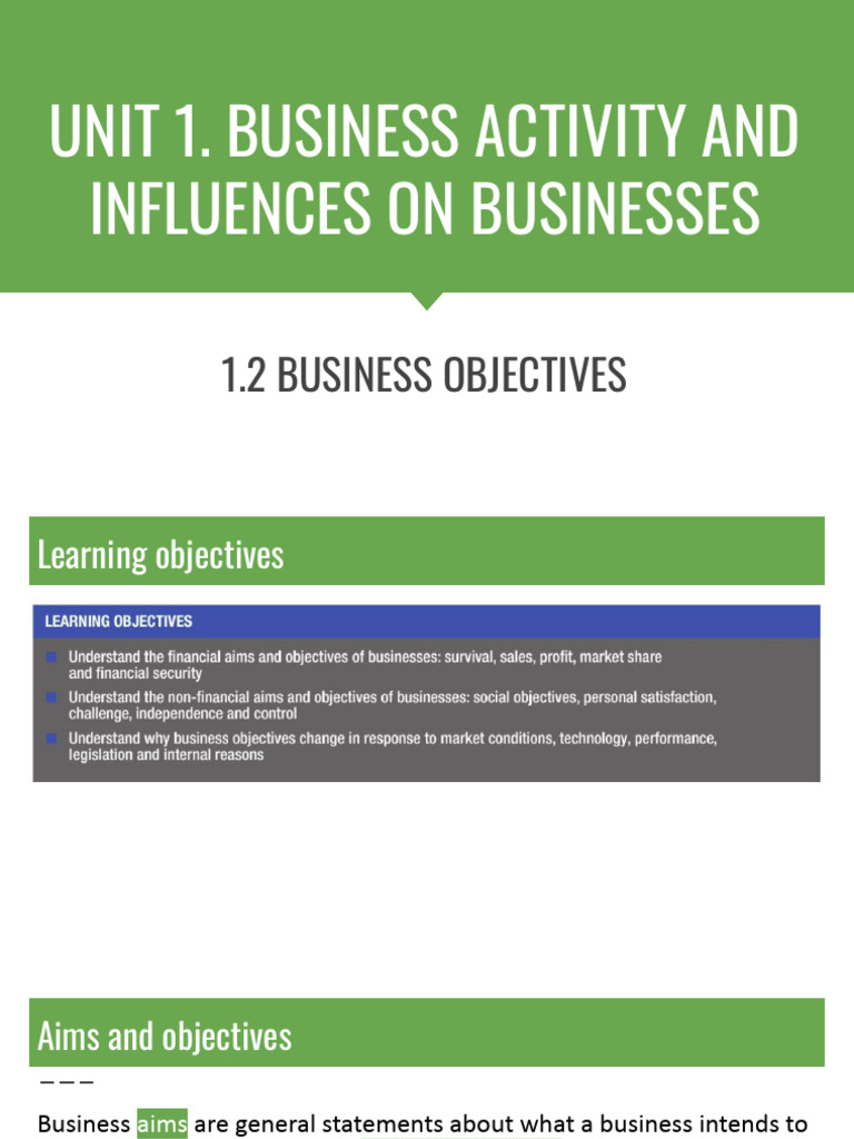 Business Objectives and Influences Explained | PDF | Business | Economies