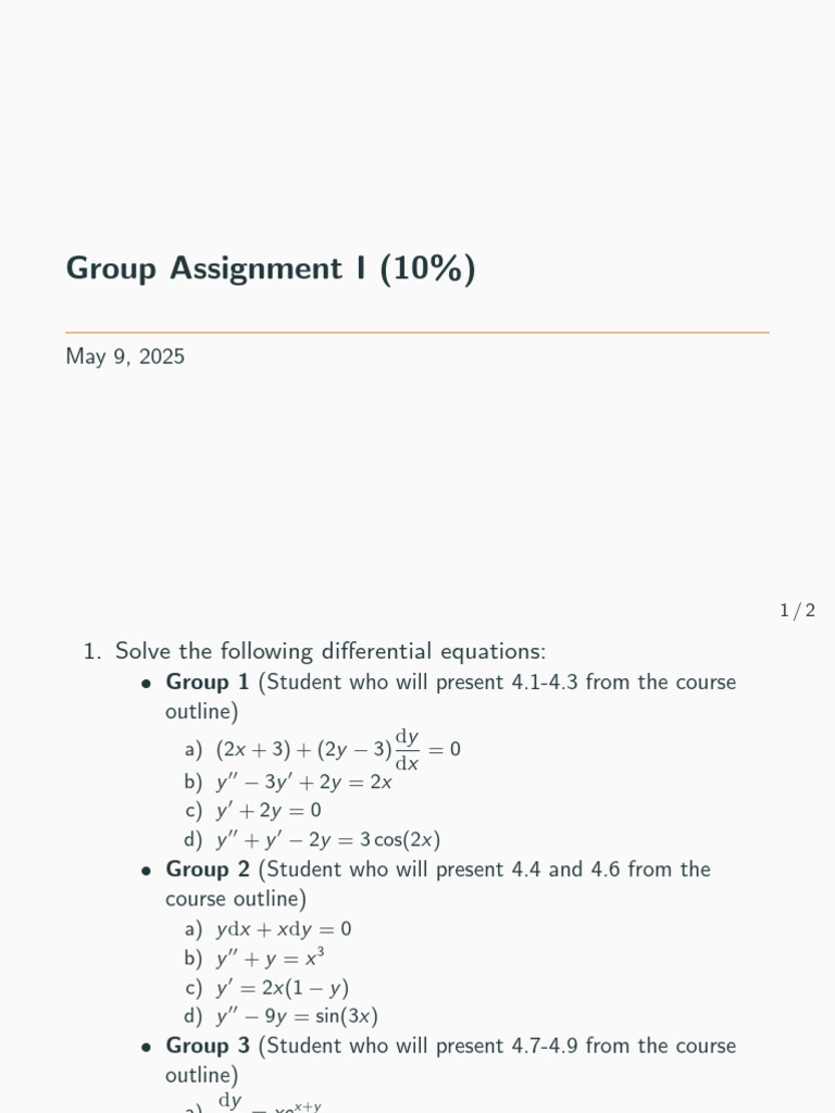 Differential Equations Group Assignment | PDF