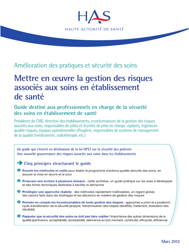Gestion des risques en santé : guide pratique | PDF | Gestion des ...