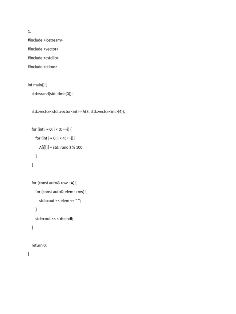 Ejemplos de C++: Matrices y Vectores | PDF | Programación de ...