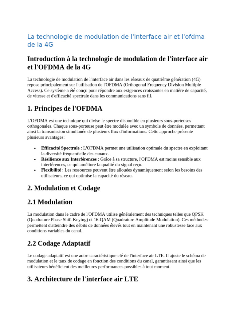 OFDMA et modulation 4G : principes clés | PDF | Modulation | Électronique
